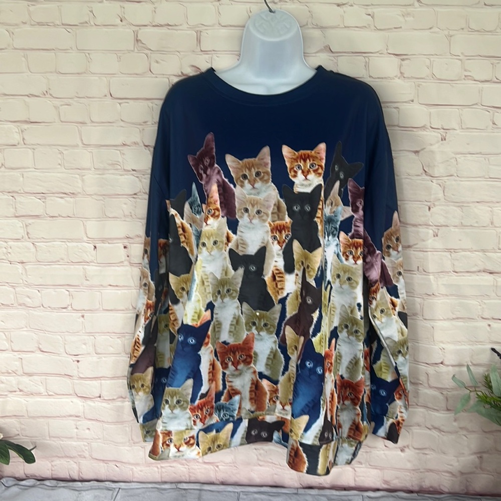 PIXIE LADY KITTEN print sweatshirt top size 2XL